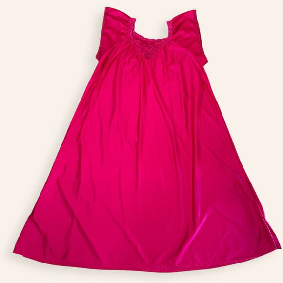 Pink fuchsia full length sleeping dress size large nightgown - Picture 3 of 6